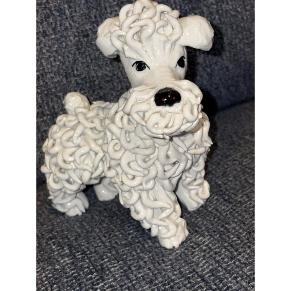 VTG Italian Porcelain Spaghetti Poodle Dog Figurines Set of 2